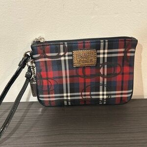 Coach Poppy Tartan Plaid Wristlet EUC